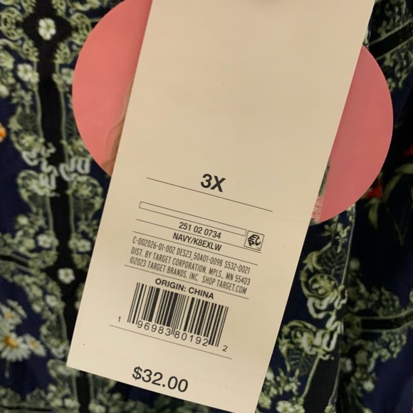 NEW AGUABENDITA WOMENS DAINTY FLORAL TILE PRINT MINI DRESS SIZE:3X - Picture 7 of 7